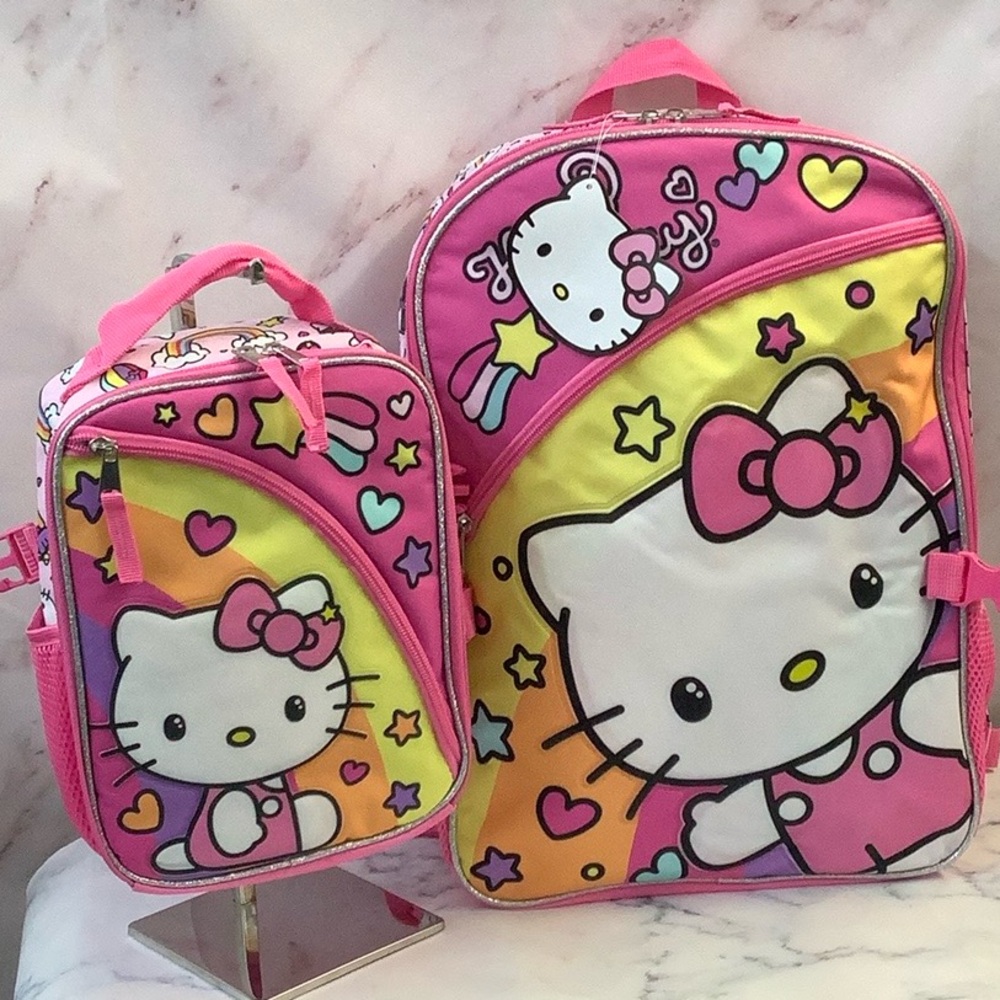 NWT Sanrio Hello Kitty Pink and Yellow Backpack Set
